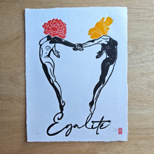 linogravure ; oeuvre originale ; atelier du lys ; Montpellier ; suzon bastide ; onirique ; rêve ; poésie ; fleurs ; liberté ; égalité ; sororité ; féministe ; féminisme ; femme ; floral