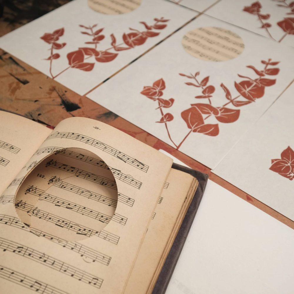 Air de printemps ; linogravure ; oeuvre originale ; atelier du lys ; Montpellier ; suzon bastide ; botanique ; musique ; poésie